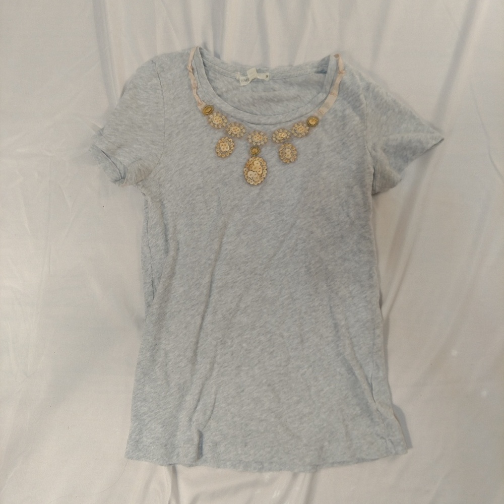 J crew t-shirt, Gray with sequins.